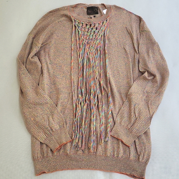 NEW$950 LOEWE PAULA IBIZA Striped Crochet Tassel Pullover Hippie Sweater S/M - Picture 10 of 12